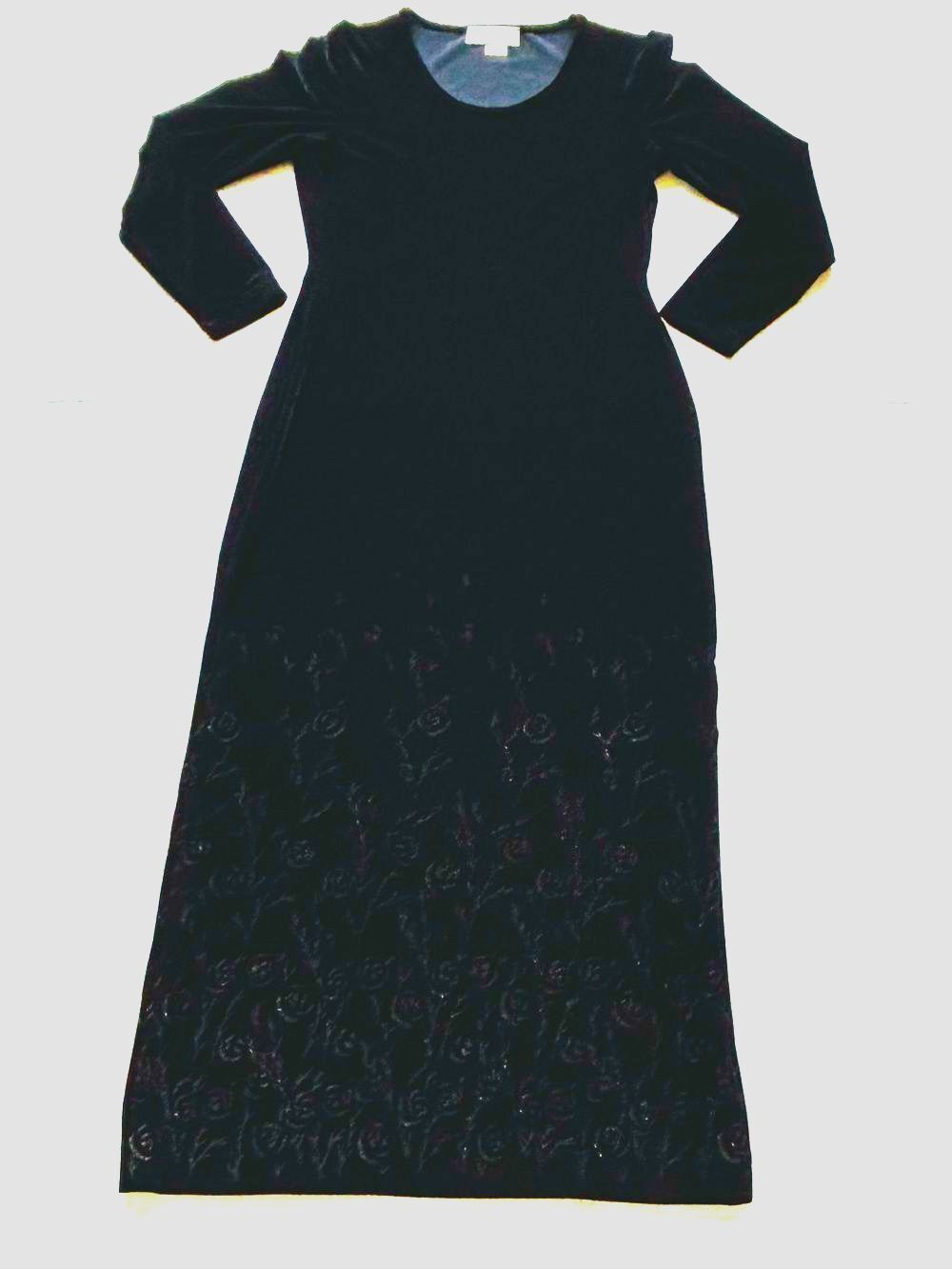Petite Sophisticate Whimsigoth Black Velvet Holiday Dress 4 Vintage Goth Maxi